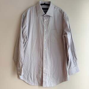 Kenneth Roberts Platinum 80's 2-Ply Cotton Gray Dress Shirt Size 16 32/33